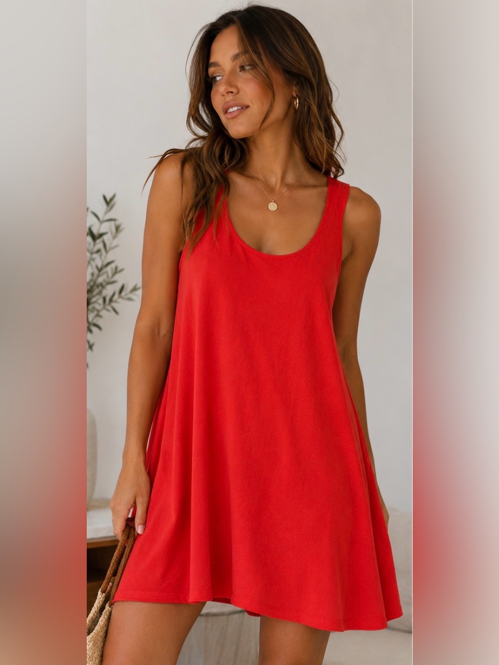Cynthia Rowley 100% Silk Coral Red Shift Dress Size 8